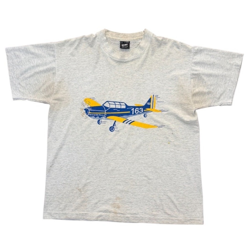Vintage 90s Distressed Spirit of Little Norway Airplane Art Graphic T-shirt